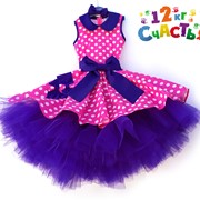 Платье для девочки “Стиляги“ фуксия в горох с фиолетовым фотография