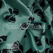 Ткань Атлас бантики мятно-черные (50-70 мм) 4452