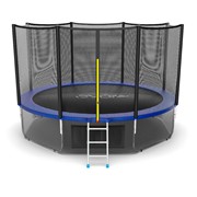 Батут с внешней сеткой и лестницей EVO Jump External 12ftt+ нижняя сеть, синий фото