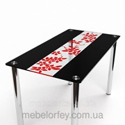 Стеклянный обеденный стол Цветы рая красно-черный БЦ-Стол