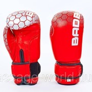 Перчатки боксерские кожаные на липучке BAD BOY (р-р 10-12oz, красный-серебро) фото
