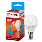 In Home Лампа светодиодная LED-ШАР-VC 4Вт 230В Е14 4000К 360Лм IN HOME 4690612030531 фото