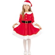 Карнавальный костюм для детей Пуговка Мисс Санта в платье детский, 34 (134 см) фотография