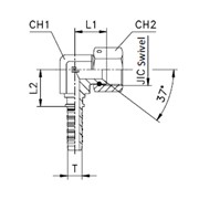 Угол 90° compact фиксир. накидная гайка JIC 74° - ISO 8434-2 (SAE J514)