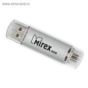 Флешка OTG Mirex SMART silver, 8 Гб, USB2.0, USB/micro USB, чт до 25 Мб/с, зап до 15 Мб/с фото