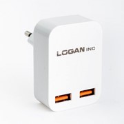 Сетевое зарядное устройство LOGAN Dual USB Wall Charger 5V 2A (CH-2 White) фото