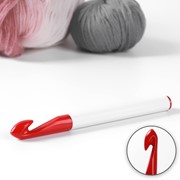 Крючок для вязания, d 15 мм, 17 см, цвет белый/красный