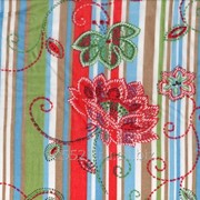 Ткань Блузочная арт.99.9 сине-зел полоска, красн.цветы, арт. 11559 фото