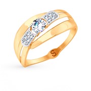 Золотое кольцо с фианитами SOKOLOV 017695 фотография