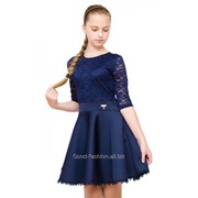 Школьное подростковое платье "Адель" неопрен синее 134-152 3057