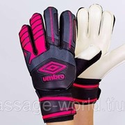 Перчатки вратарские с защитными вставками на пальцы UMB (PVC, р-р 8-10, черно-розовый) фото