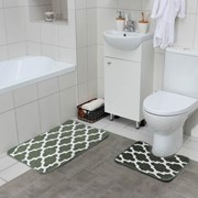 Набор ковриков для ванны и туалета Доляна «Грация», 2 шт: 50×80, 50×38 см, цвет зелёный фотография