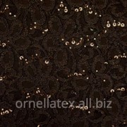 Гипюр ромашки с паетками К1631 коричневый фотография