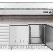 Стол холодильный для пиццы с 7 ящиками, гранитной столешницей и надставкой, 2-дверный 232842 фото