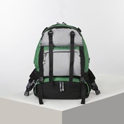 Рюкзак туристический, 40 л, отдел на молнии, 3 наружных кармана, цвет чёрный/зелёный фото