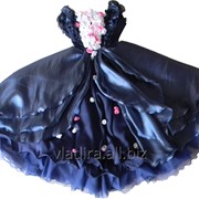 Платье нарядное для девочки Розали, платье из темно-синей воздушной органзы