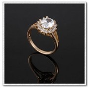 Позолоченное кольцо с кристаллами «Дженифер» фотография