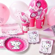 Одноразовая посуда Hello Kitty для детских праздников фотография