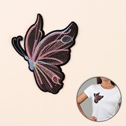 Термоаппликация 'Бабочка', с пайетками, 15 x 12 см, цвет чёрный/розовый фотография