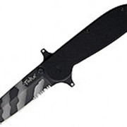 Нож Tekut "Ares" серии Tactical, лезвие 94 общ.235, рук - G10 чёрная, лезвие - черное камуфляжное, клипса (12 шт./уп)