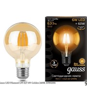 Gauss Лампа Gauss LED Filament G95 E27 6W Golden 2400K 105802006 фото