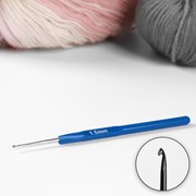 Крючок для вязания, с пластиковой ручкой, d 1,5 мм, 13,5 см, цвет синий (комплект из 10 шт.)