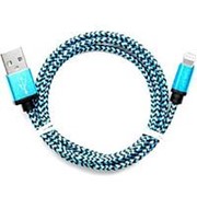 Кабель USB*2.0 Am - Lightning Cablexpert CC-ApUSB2bl1m, нейлоновая оплетка, синий - 1 метр