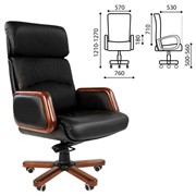 Кресло офисное “Президент“, СН 417, кожа, черное, 6082581 фото