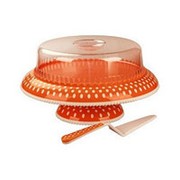 Набор Горошек (торт-ца+лоп-ка-нож)(бело-оранжевый) фотография