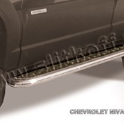 Пороги d57 с листом (чёрный “квинтет“) из нержавеющей стали Chevrolet Niva (2010) CHN10-011 фото