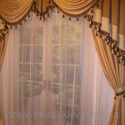 Шторный комплект для гостинной: ламбрикен + шторы “Прага“ 105 фото