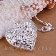 Подарок девушке серебряный кулон сердце ажурное посеребренный, Tiffany (тиффани, тифани) фото