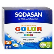 Порошок-концентрат стиральный органический Sodasan Compact для цветных и черных вещей, со смягчителем води - 95° фотография