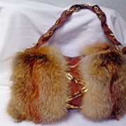 Женские сумки их меха рыжей лисы и натуральной кожи фото