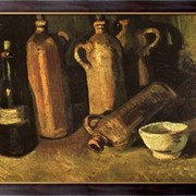 Картина Натюрморт с четырьмя бутылками, флягой и белой чашкой, Винсент ван Гог фотография