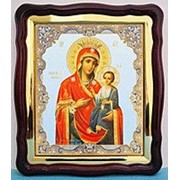Икона в фигурном киоте, с багетом Храмовая, Иверская Божья матерь, 43х50 фото