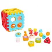 Развивающая игрушка - сортер “Куб“, с часиками фотография