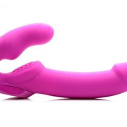 Розовый безремневой страпон с вибрацией evoke rechargeable vibrating strap on - 24,7 см. XR Brands Af624-pink