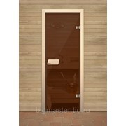 Дверь для сауны АКМА NARVIA 7х19 (бронза, 8 мм, коробка сосна 92 мм, арт. ДС396) фото
