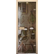Дверь для бани АКМА АРТ с Фьюзингом ПРЕДБАННИК 7х19 (коробка липа) фотография