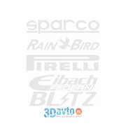 Наклейка логотип вырез. (плоттер) “Sparco…“ (185х235) цвет белый (к-т 5 шт.) (уп. 1 к-т) A-STICKER фотография