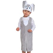 Карнавальный костюм для детей Карнавалофф зайчик серый плюш детский, 92-122 см фото