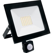 Прожектор светодиодный SAFFIT, 30Вт, 6400К, SMD-2835, IP65, черный, с датчиком двжения, 80-30 /20/ фото