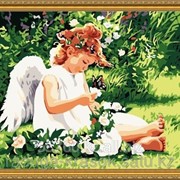 Картина стразами Ангелочек на лугу 40х50 см фотография