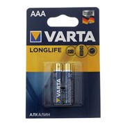 Батарейка алкалиновая Varta LongLife, AAA, LR03-2BL, 1.5В, блистер, 2 шт. фотография