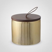 Золотистая Банка для Сыпучих с Деревянной Крышкой M фото