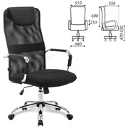 Кресло офисное BRABIX “Fit EX-514“, с подголовником, хром, черное, 531949 фото
