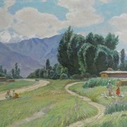 Петров Владимир Митрофанович (1920-1997), категория 4б, холст, масло, азиатский пейзаж, 1982 год.