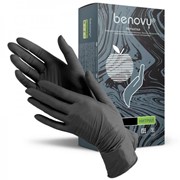 Перчатки (размер M) Benovy нитриловые черные, 50 пар фото