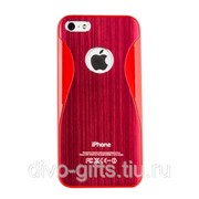 Накладка R PULOKA для iPhone 5s iPhone 5 металлическая с зигзагами с двух сторон краснаяНакладка R PULOKA для фотография